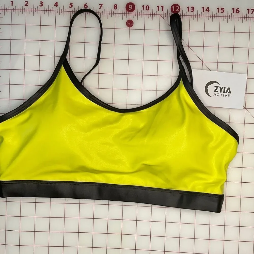 NWT Zyia Active Womens Yellow Light N Tight Adjustable Strap Sports Bra‎ XXL